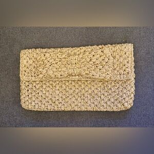 SR Squared by Sondra Roberts Woven Straw Handbag With Bow